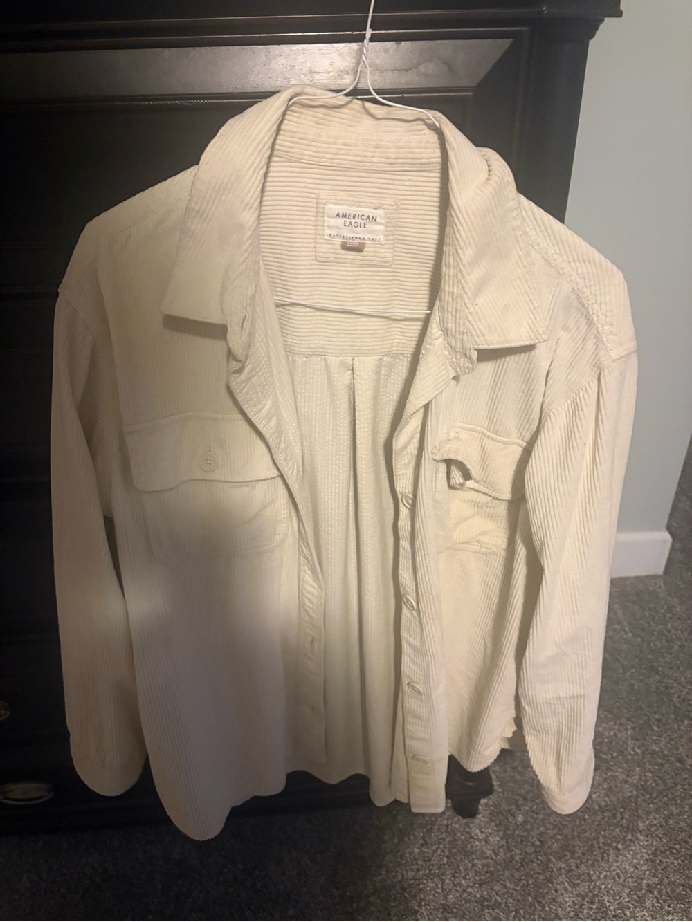 American Eagle Outfitters Cream Corduroy Shirt Jacket LARGE